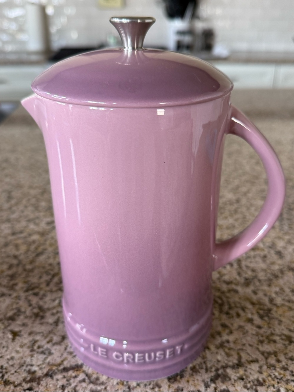 Le Creuset Mauve Ceramic French Press Set with Pitcher and Two 14 oz. Mugs - Picture 3 of 6